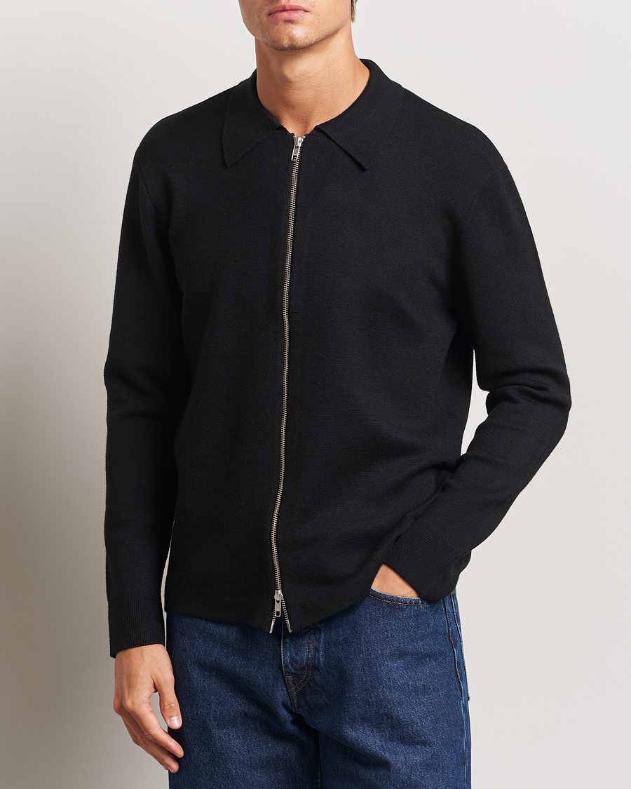 Herr | Tröjor | NN07 | Harald Cotton/Modal Full Zip Black