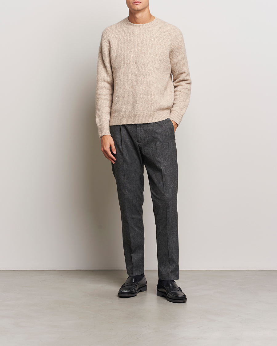 Herr | Byxor | NN07 | Bill Pleated Brushed Cotton Trousers Black Melange