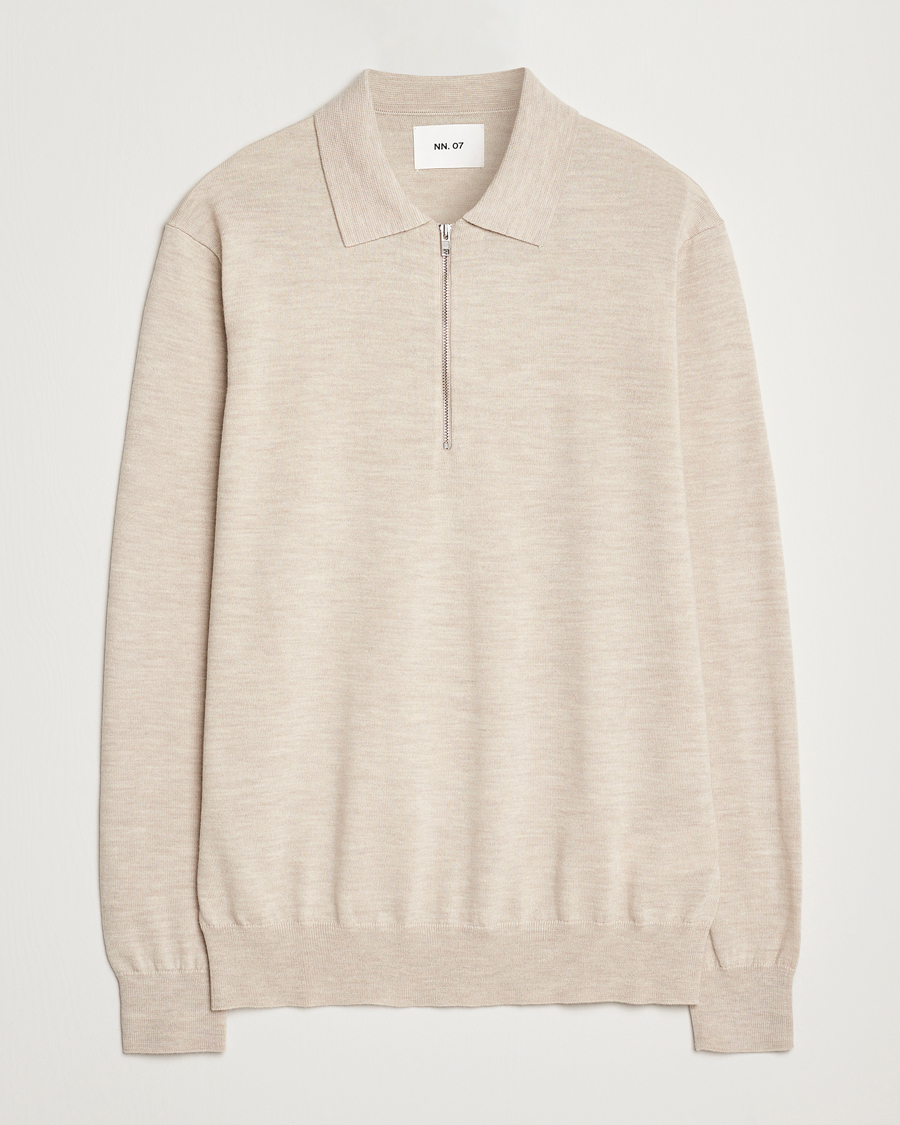 Herr | Tröjor | NN07 | Sergio Half Zip Light Khaki Melange