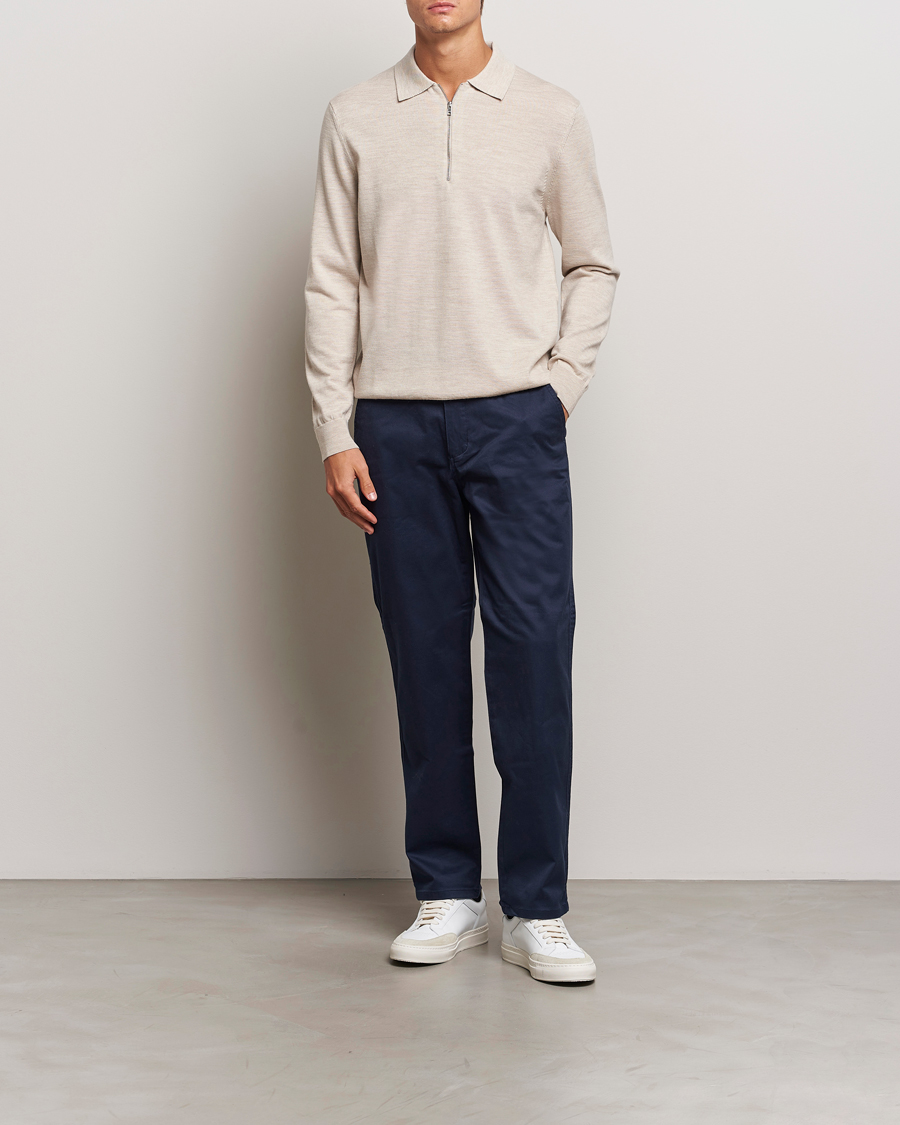 Herr | Tröjor | NN07 | Sergio Half Zip Light Khaki Melange