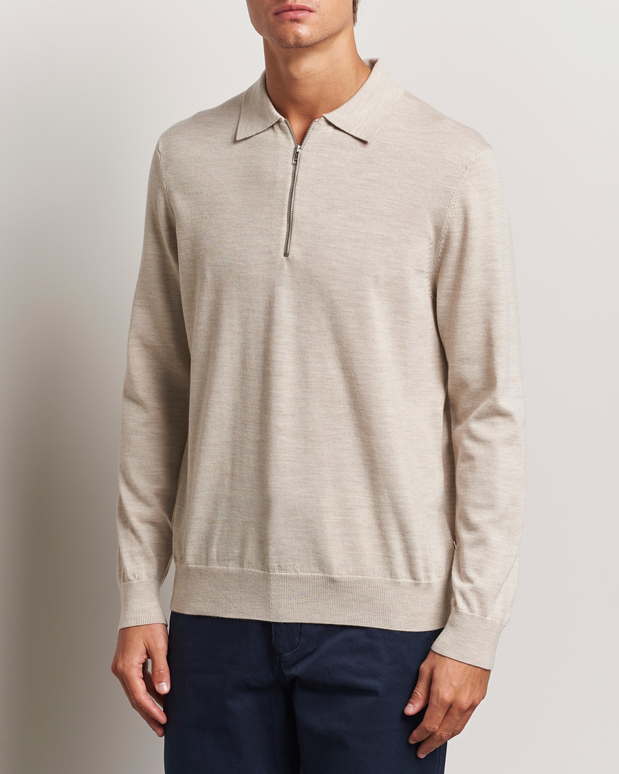 Herr | Tröjor | NN07 | Sergio Half Zip Light Khaki Melange