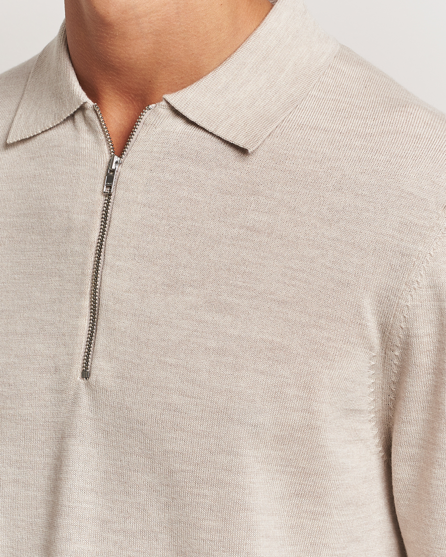 Herr | Tröjor | NN07 | Sergio Half Zip Light Khaki Melange