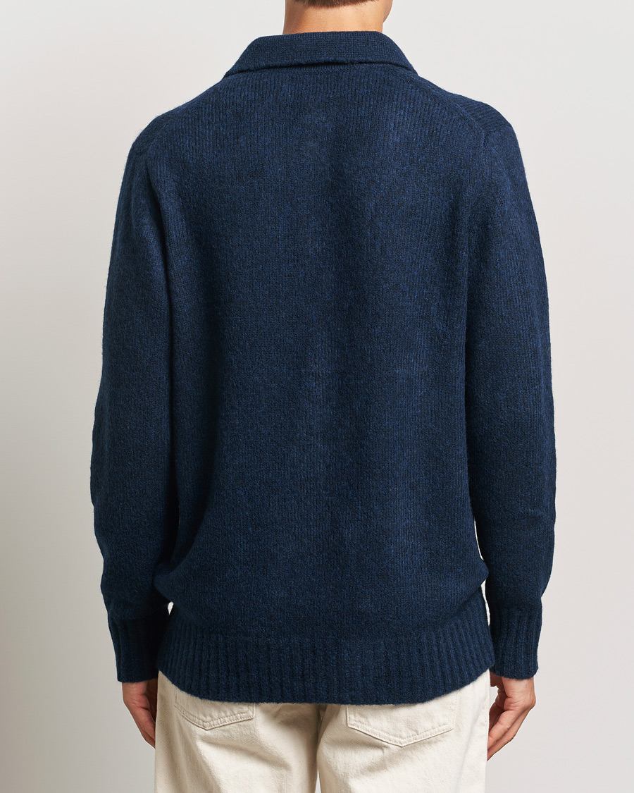 Herr | Tröjor | NN07 | Lee Brushed Wool Polo Navy Blue