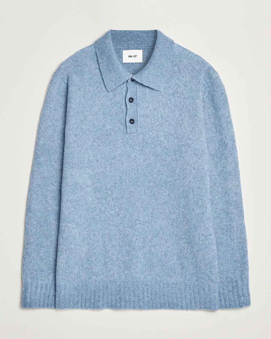 Herr | Tröjor | NN07 | Lee Brushed Wool Polo Tink Blue