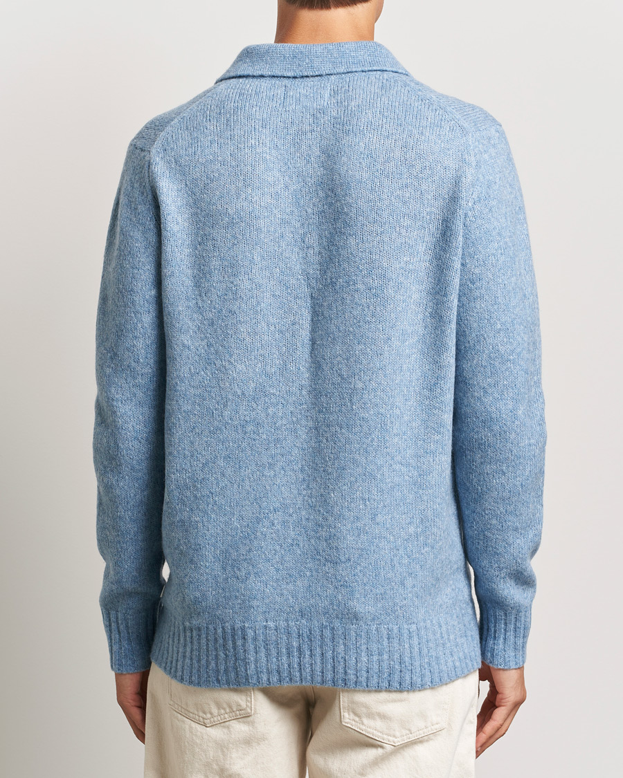Herr | Tröjor | NN07 | Lee Brushed Wool Polo Tink Blue