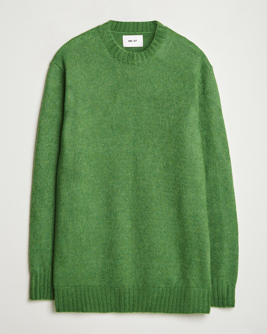 Herr | Tröjor | NN07 | Lee Brushed Wool Crew Neck Kale Green