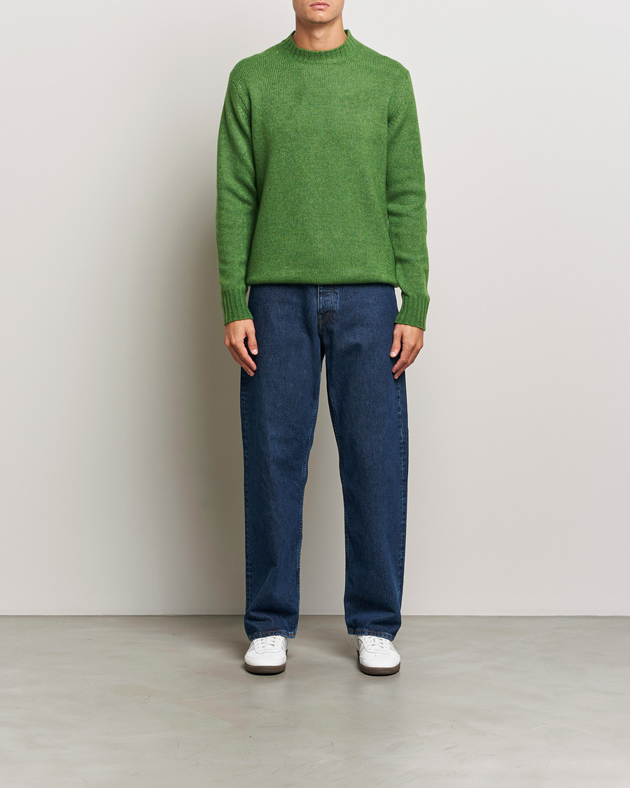 Herr | Tröjor | NN07 | Lee Brushed Wool Crew Neck Kale Green