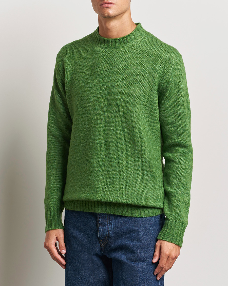 Herr | Tröjor | NN07 | Lee Brushed Wool Crew Neck Kale Green