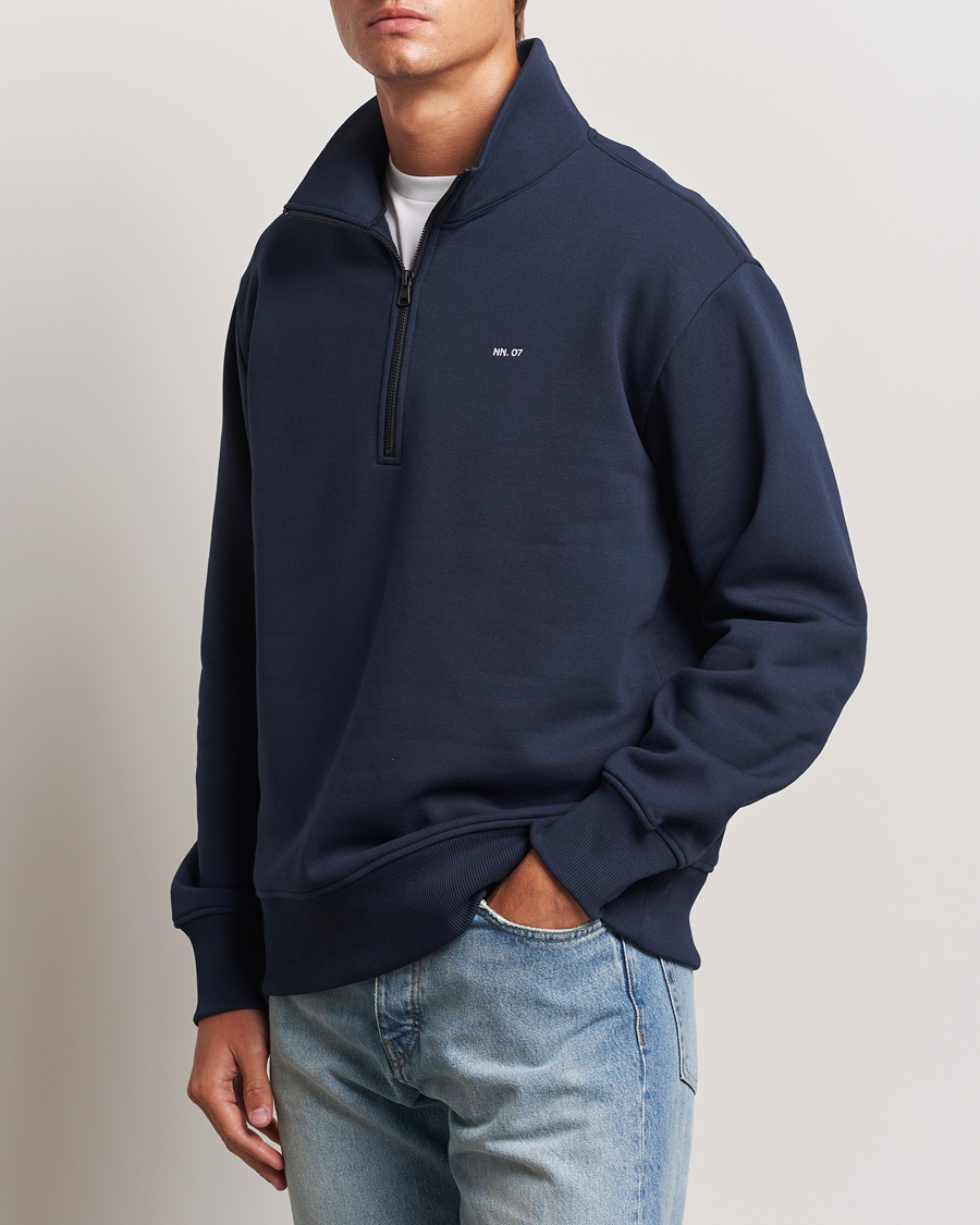 Herr | Tröjor | NN07 | Briggs Half Zip Sweatshirt Navy Blue