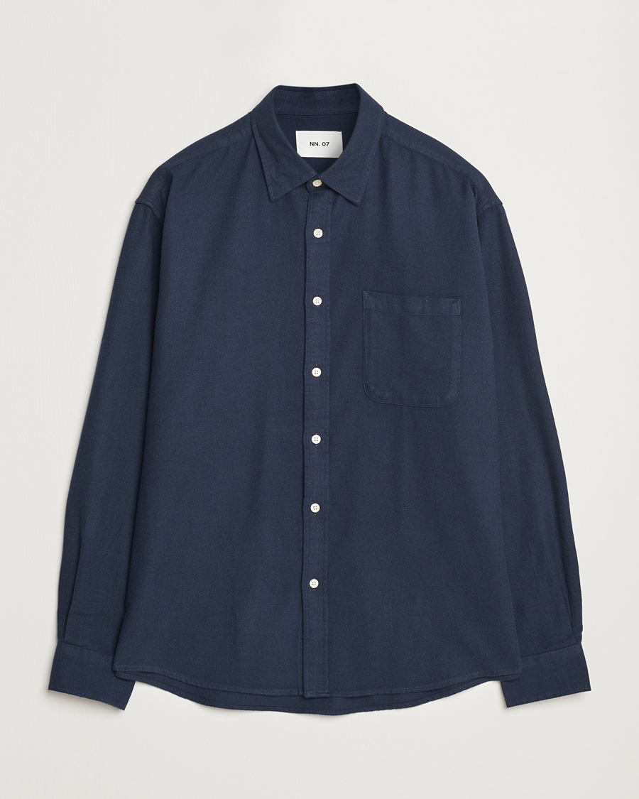 Herr | Skjortor | NN07 | Deon Flannel Checked Shirt Navy Blue