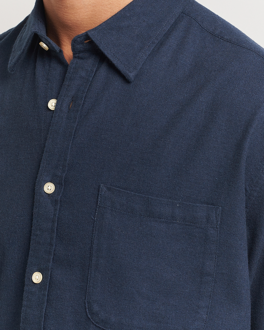 Herr | Skjortor | NN07 | Deon Flannel Checked Shirt Navy Blue