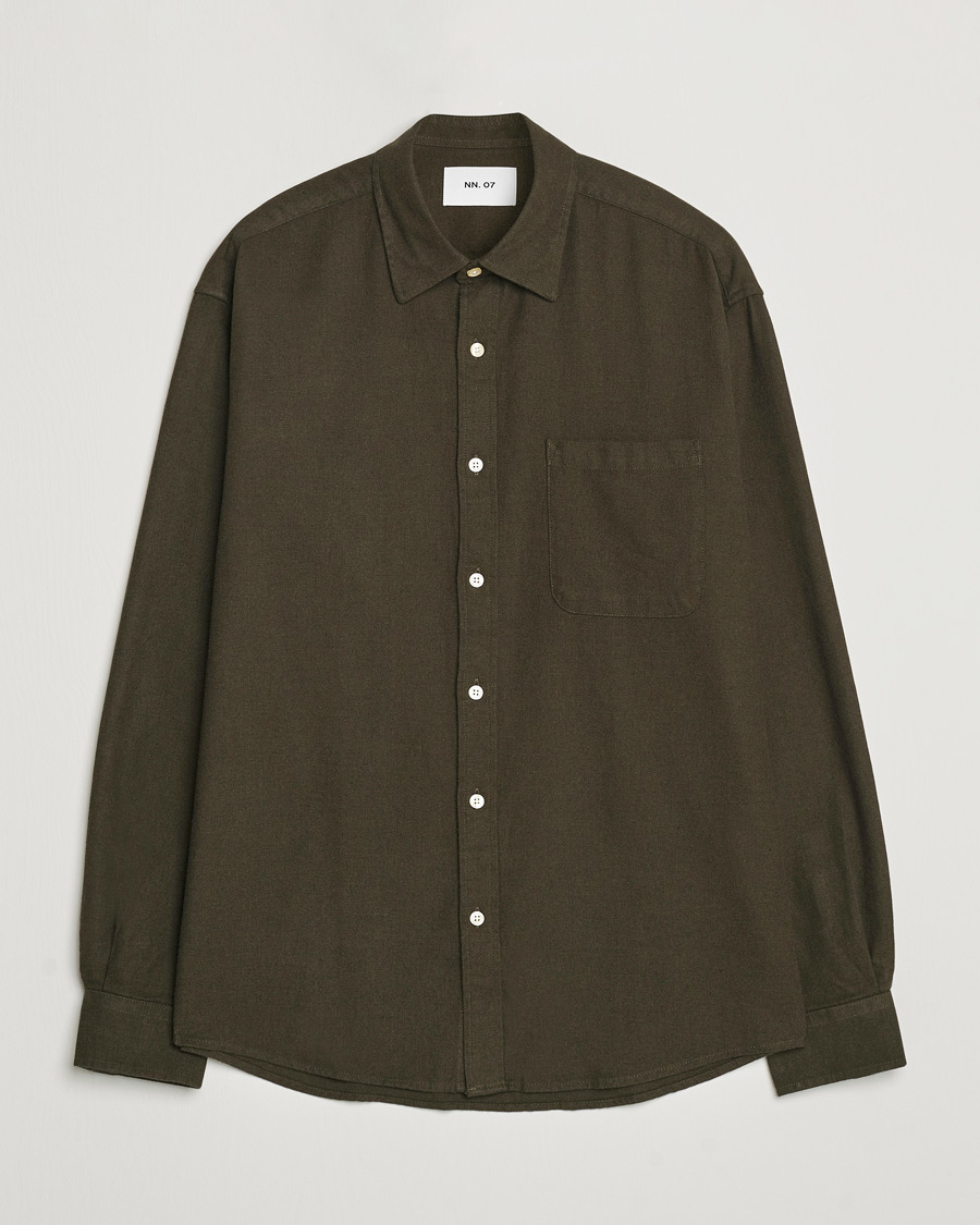 Herr | Skjortor | NN07 | Deon Flannel Checked Shirt Dark Army