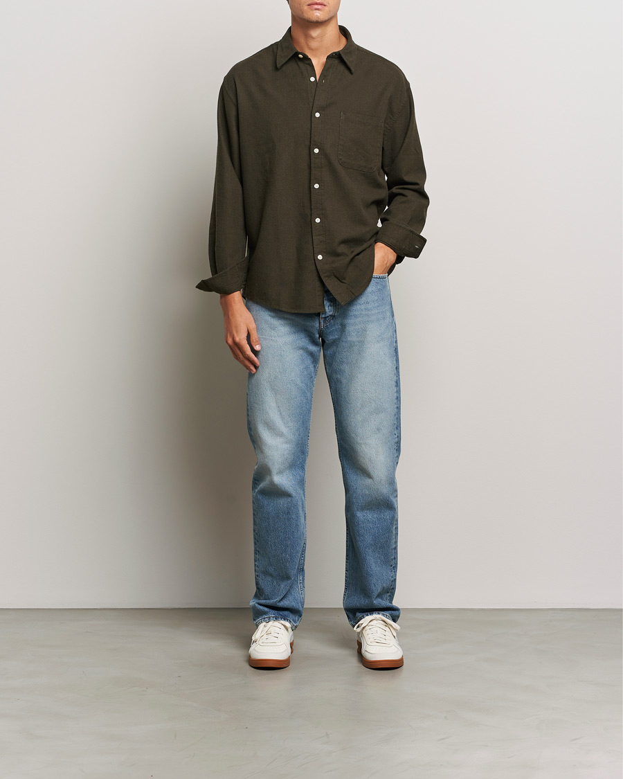 Herr | Skjortor | NN07 | Deon Flannel Checked Shirt Dark Army
