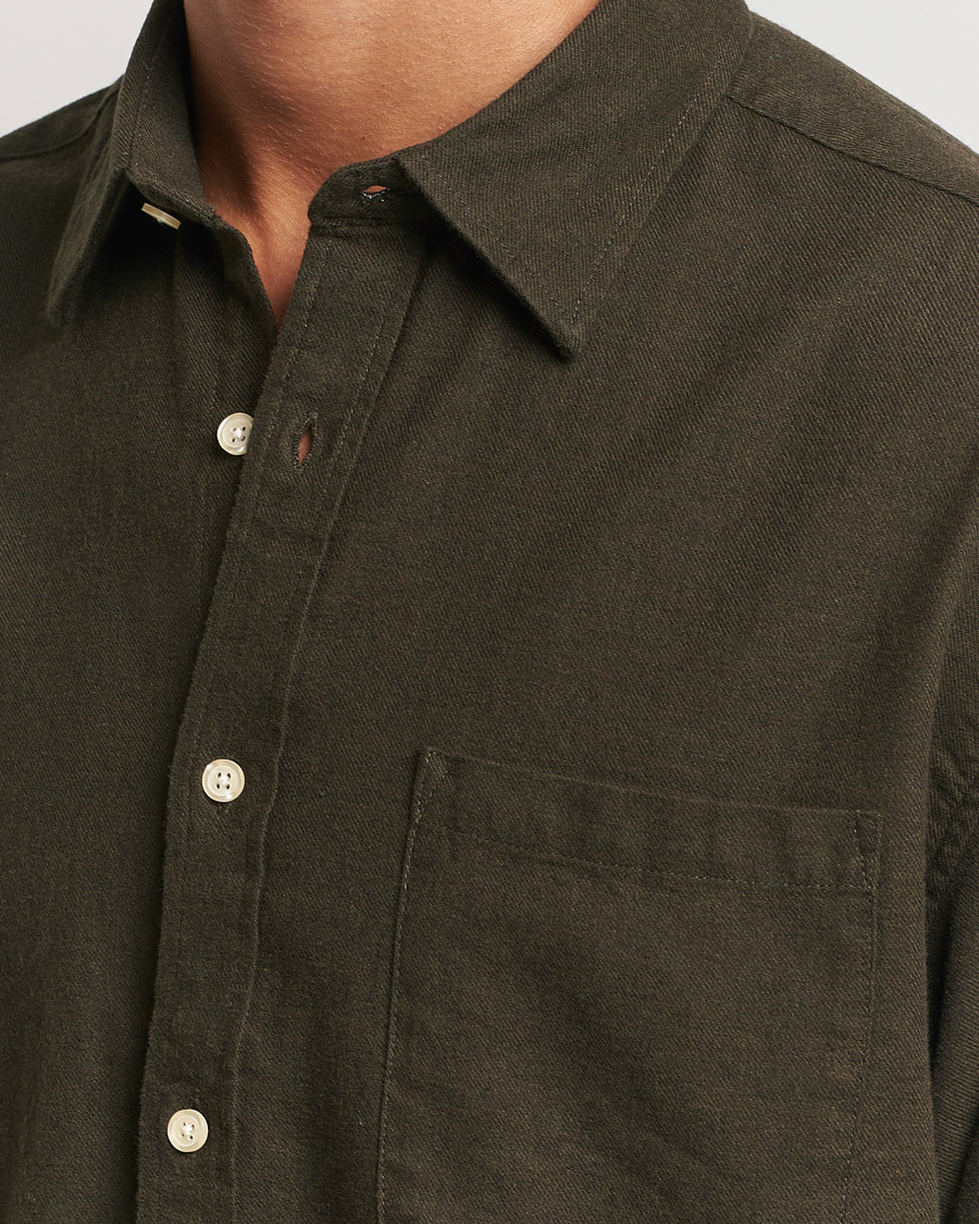 Herr | Skjortor | NN07 | Deon Flannel Checked Shirt Dark Army