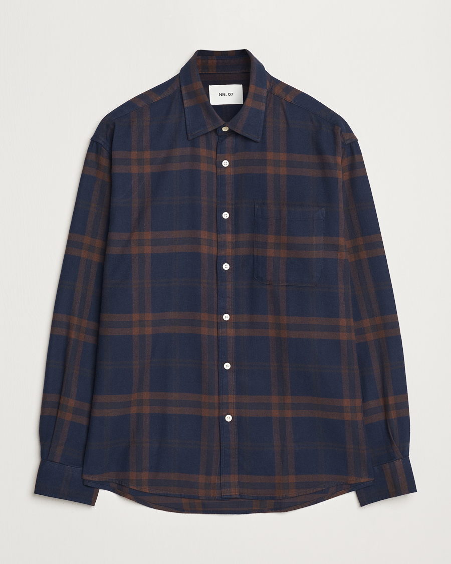 Herr | Skjortor | NN07 | Deon Flannel Shirt Blue/Brown