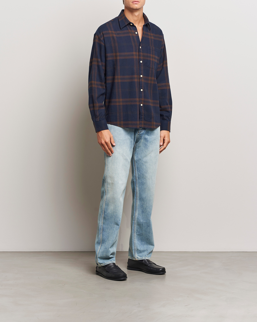 Herr | Skjortor | NN07 | Deon Flannel Shirt Blue/Brown