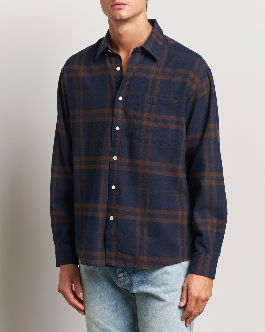 Herr | Skjortor | NN07 | Deon Flannel Shirt Blue/Brown