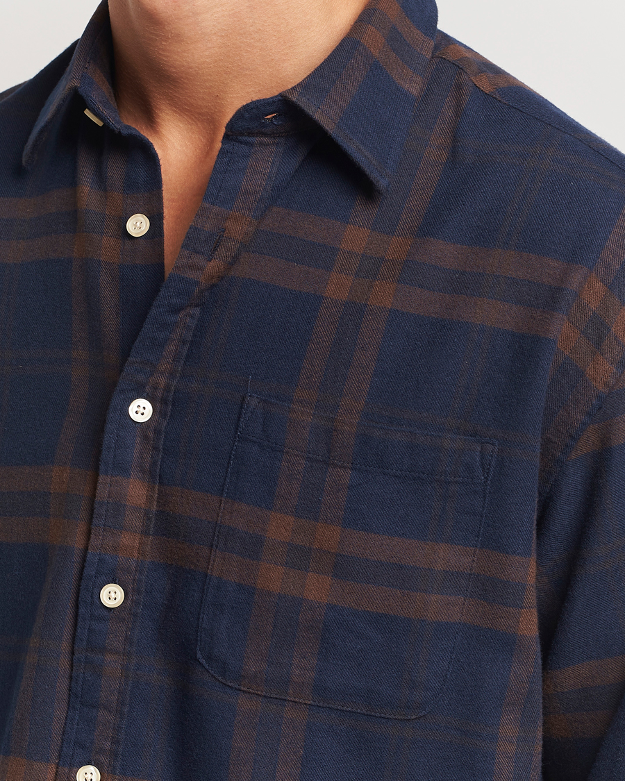 Herr | Skjortor | NN07 | Deon Flannel Shirt Blue/Brown