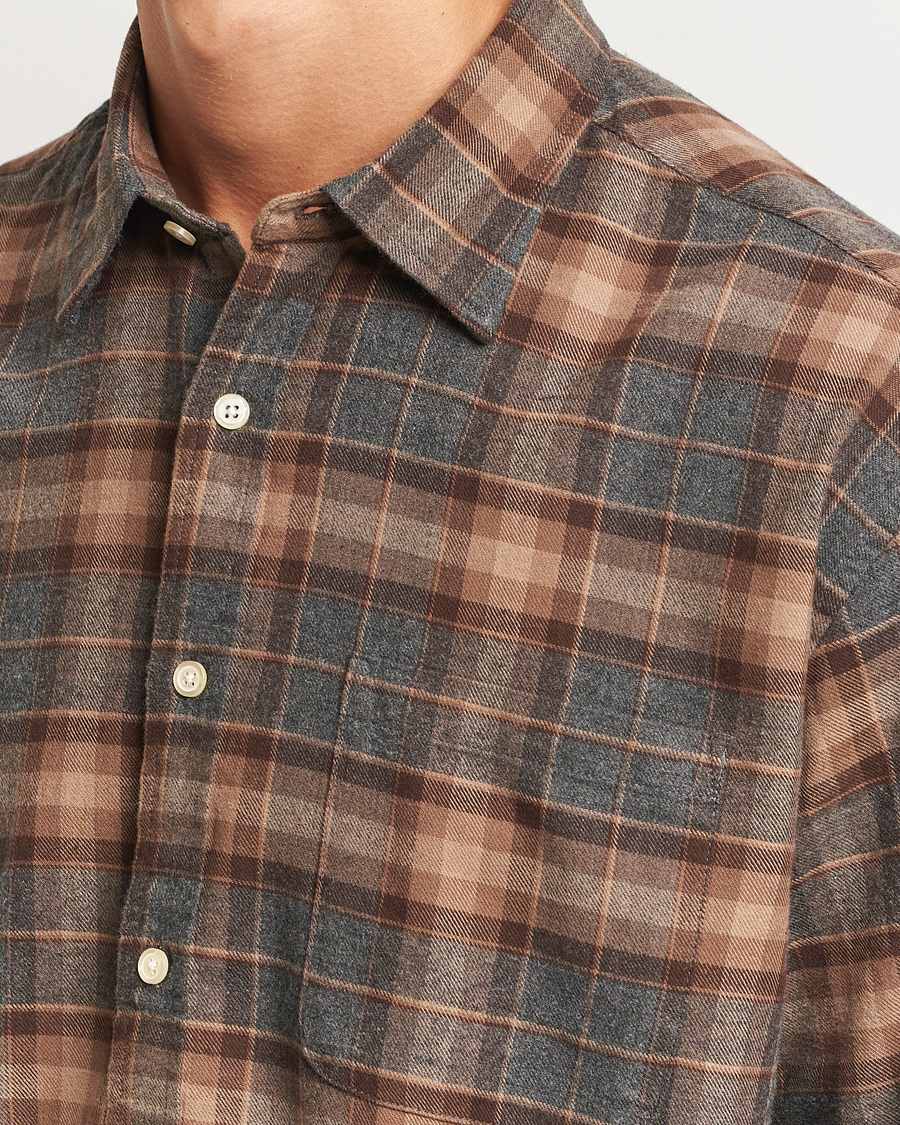 Herr | Skjortor | NN07 | Deon Flannel Shirt Brown/Grey