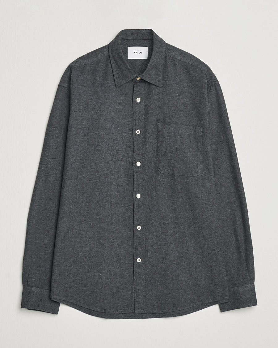 Herr | Skjortor | NN07 | Deon Flannel Shirt Dark Grey Melange