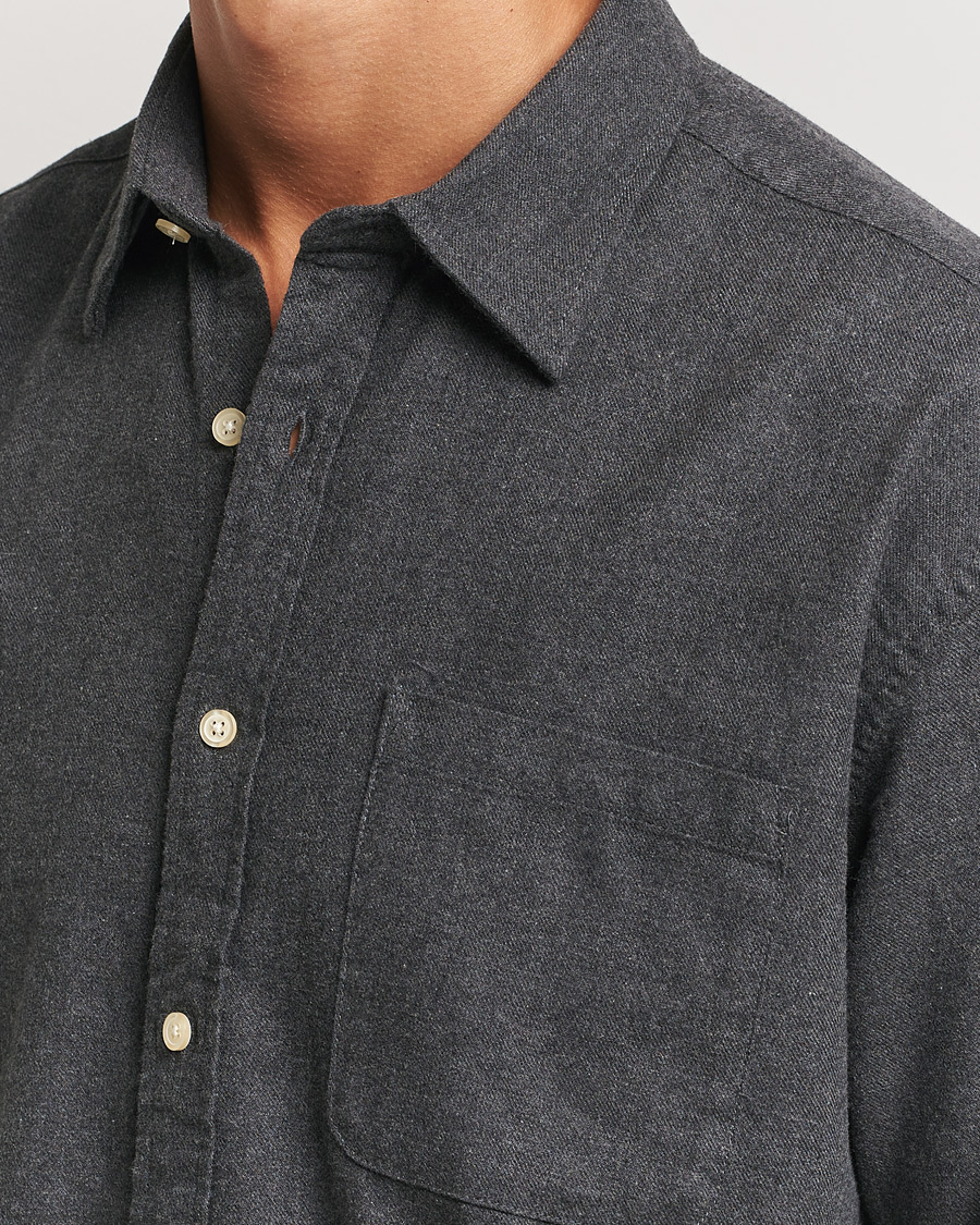 Herr | Skjortor | NN07 | Deon Flannel Shirt Dark Grey Melange