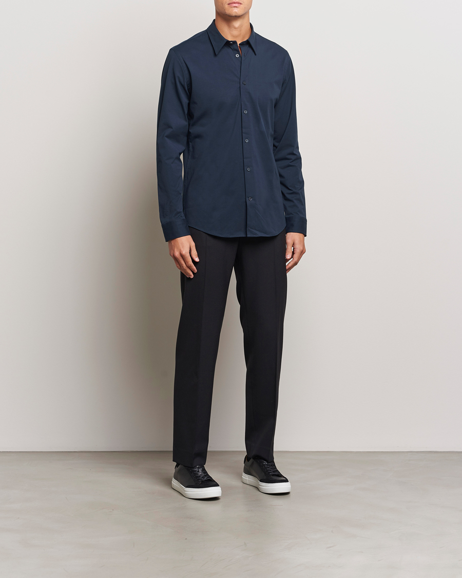 Herr | Skjortor | NN07 | Elian Mercerized Cotton Shirt Navy Blue