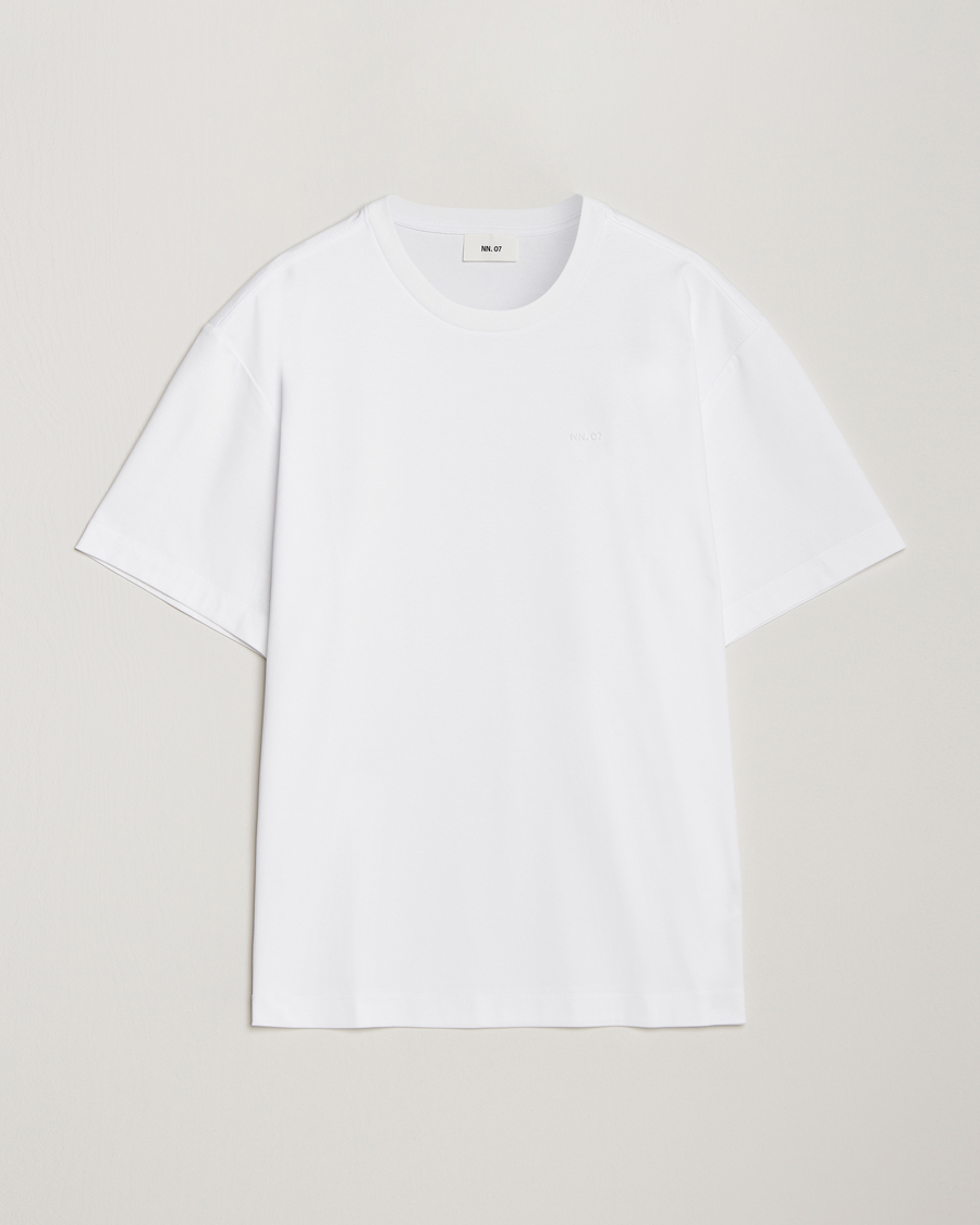 Herr | T-Shirts | NN07 | Nat Logo Mercerized Crew Neck T-Shirt White
