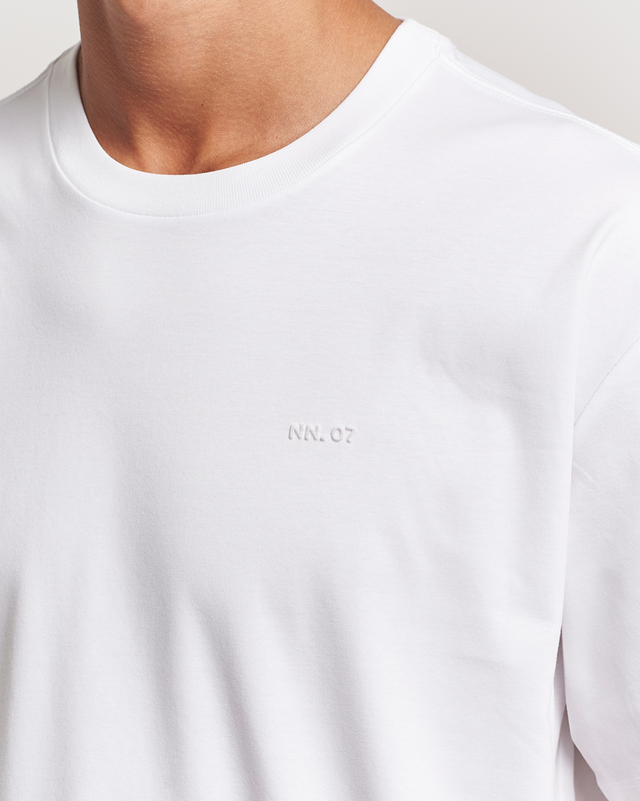 Herr | T-Shirts | NN07 | Nat Logo Mercerized Crew Neck T-Shirt White