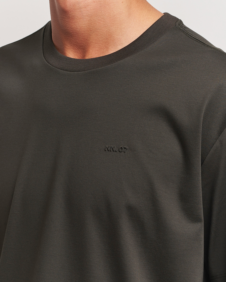 Herr | T-Shirts | NN07 | Nat Logo Mercerized Crew Neck T-Shirt Dark Army