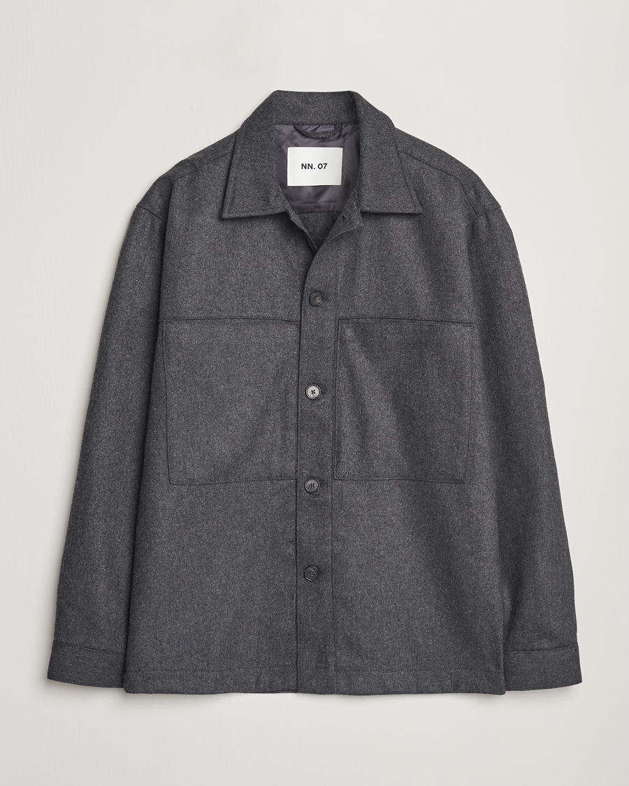 Herr | Skjortor | NN07 | Isak Wool Overshirt Grey Melange