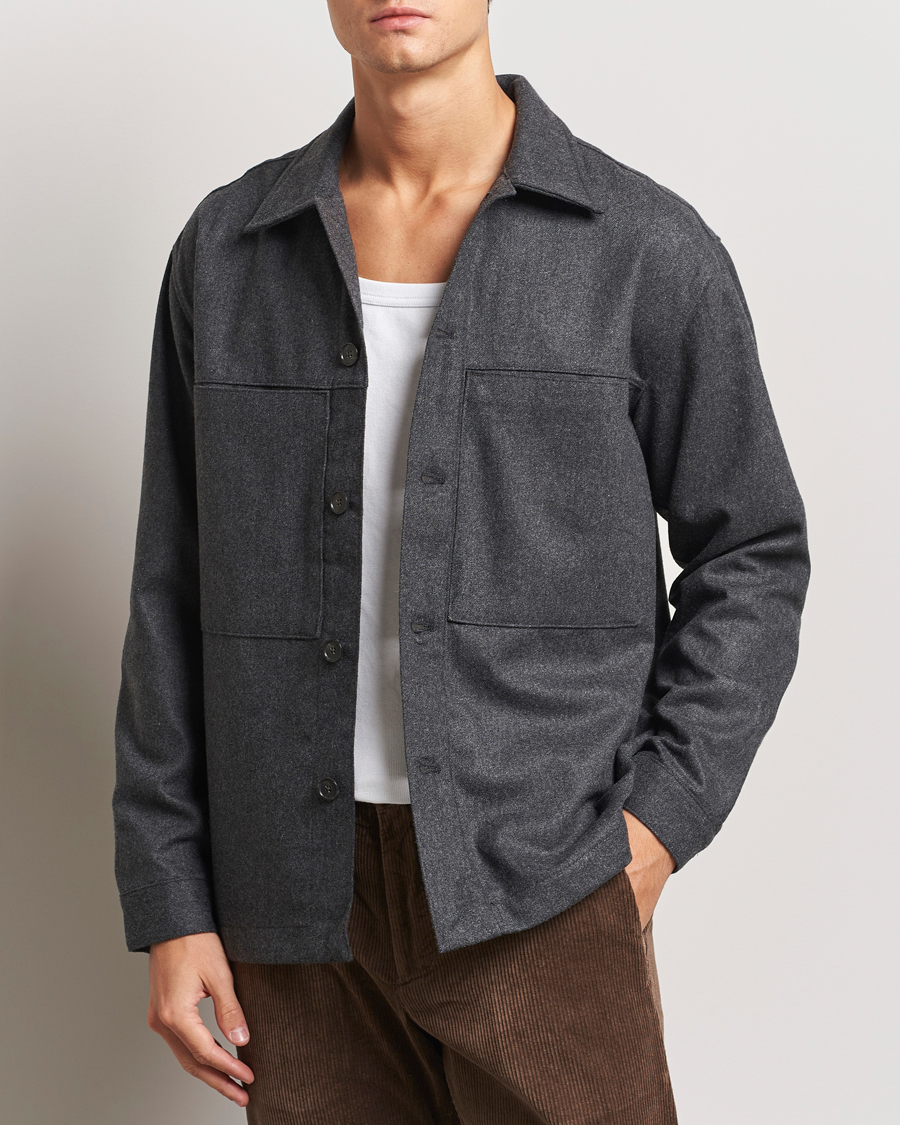 Herr | Skjortor | NN07 | Isak Wool Overshirt Grey Melange
