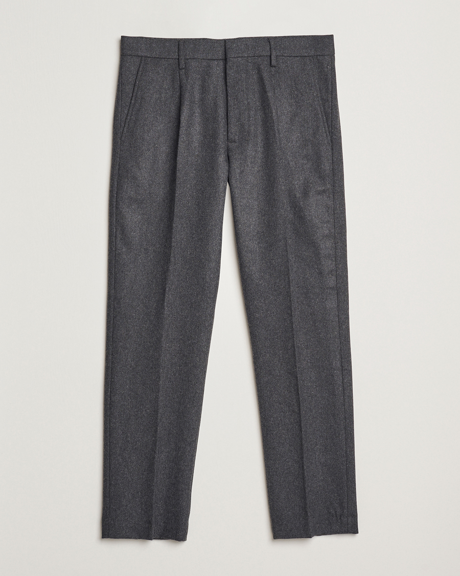 Herr | Byxor | NN07 | Bill Wool Pleated Trousers Grey Melange