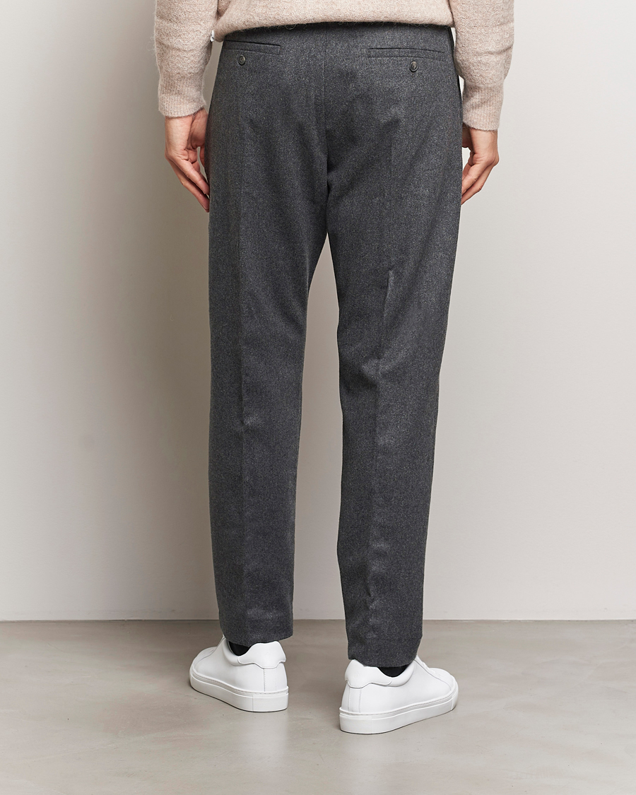 Herr | Byxor | NN07 | Bill Wool Pleated Trousers Grey Melange