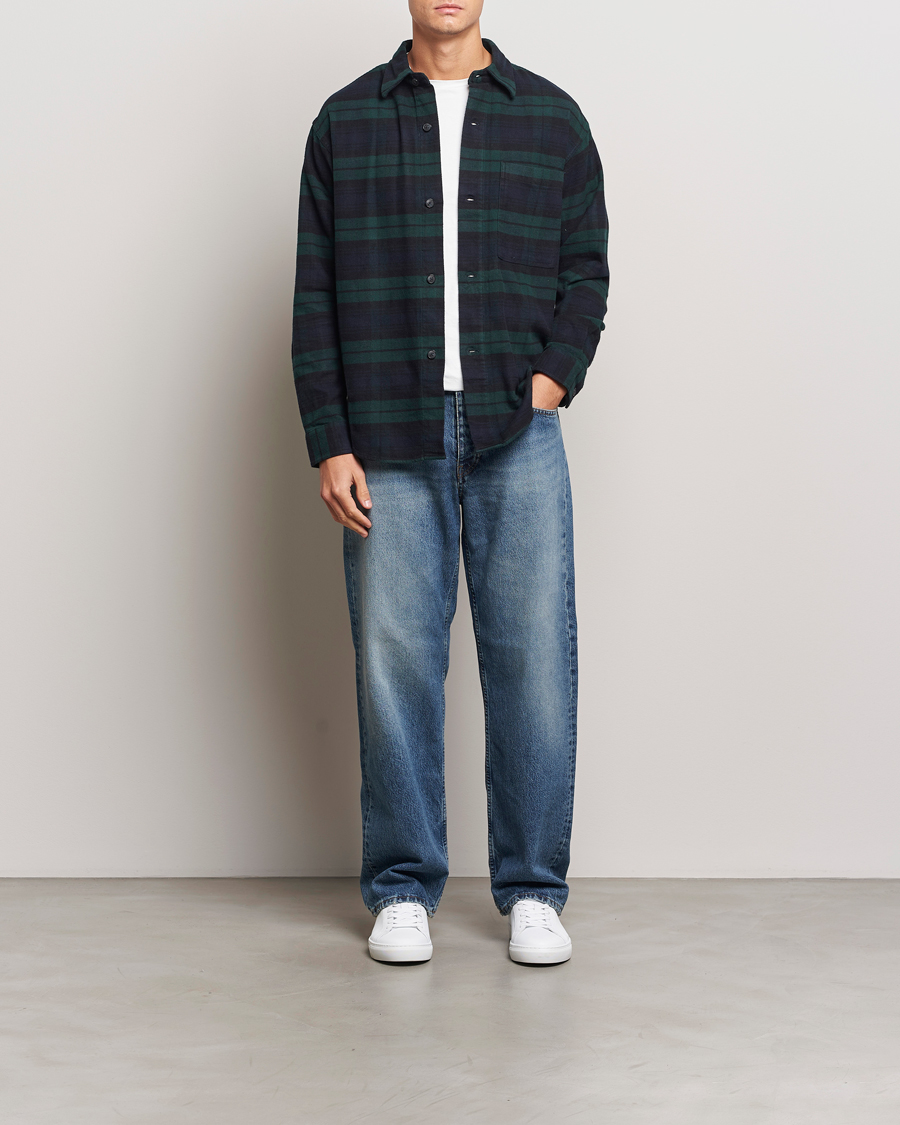 Herr | Skjortor | NN07 | Adwin Checked Flannel Overshirt Green/Blue
