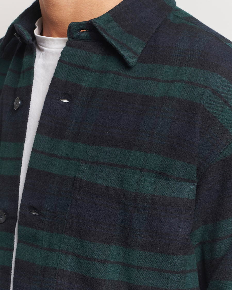 Herr | Skjortor | NN07 | Adwin Checked Flannel Overshirt Green/Blue