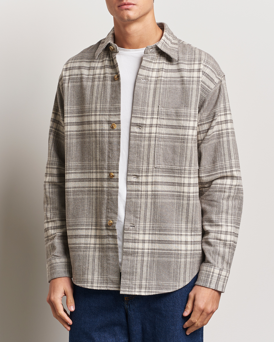 Herr | Skjortor | NN07 | Adwin Checked Flannel Overshirt Grey/White