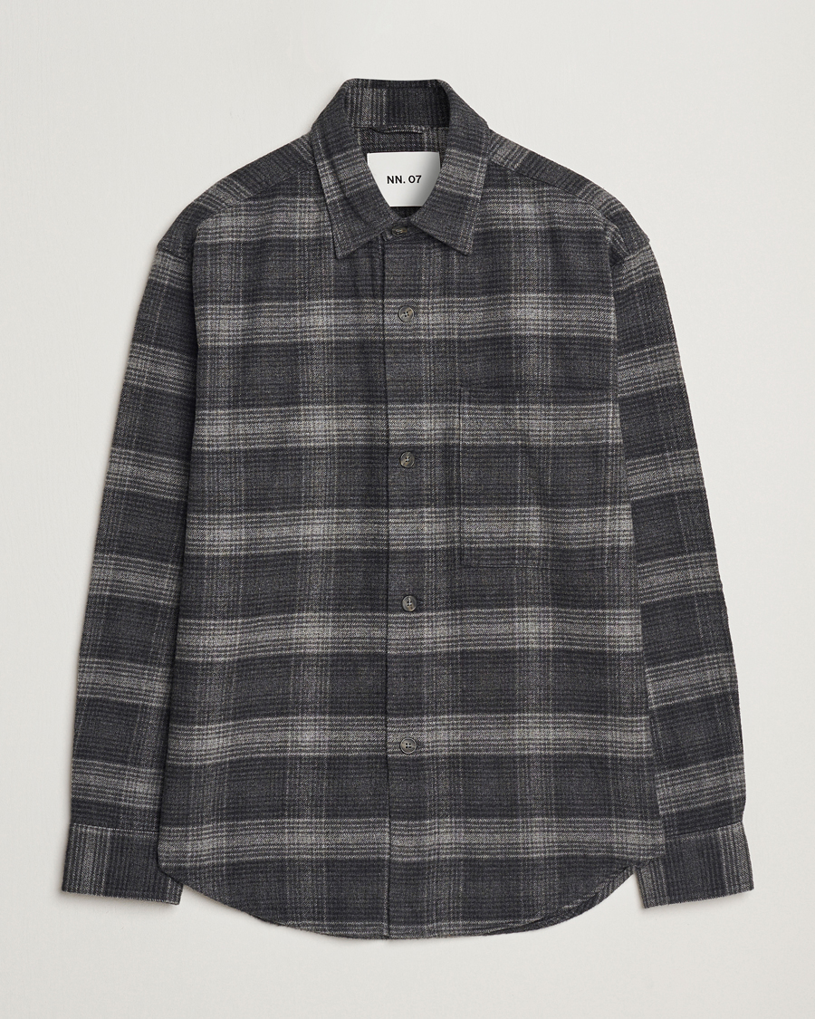Herr | Skjortor | NN07 | Adwin Checked Flannel Overshirt Black/Grey