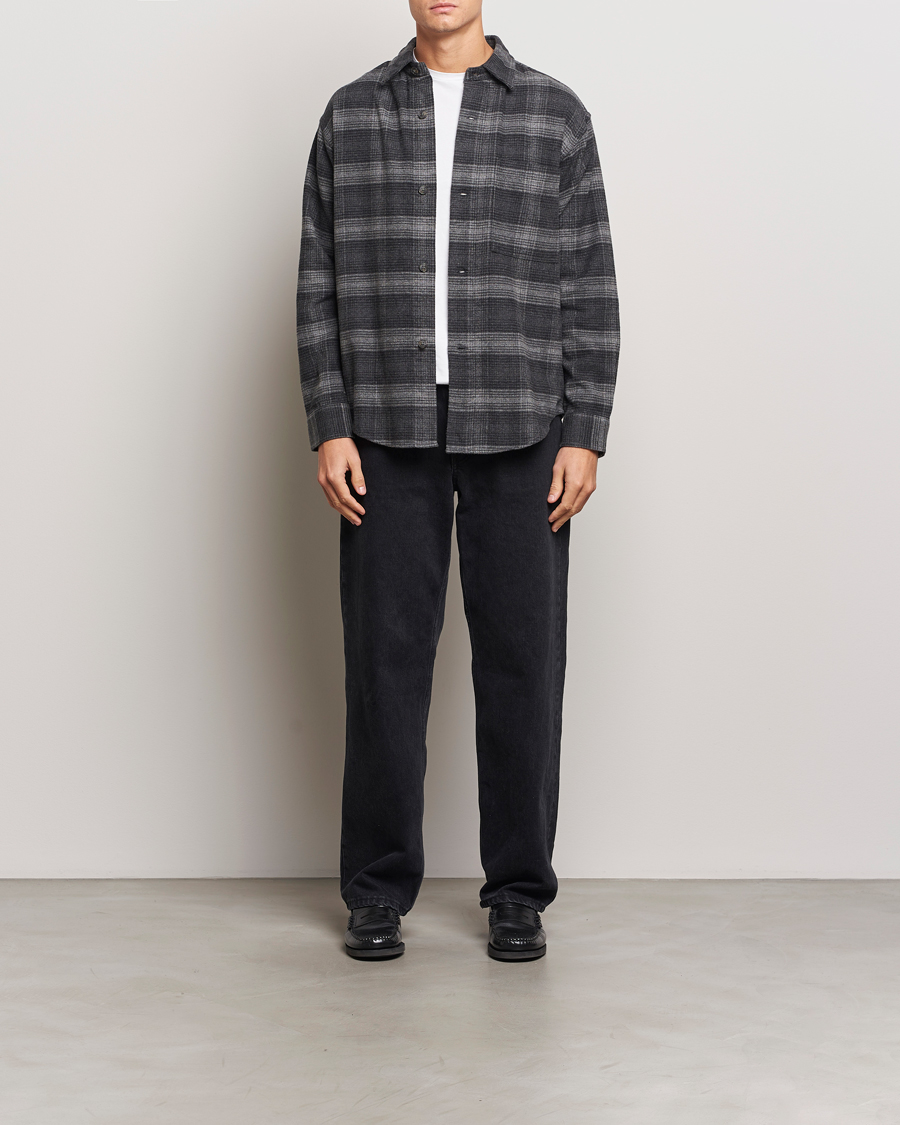 Herr | Skjortor | NN07 | Adwin Checked Flannel Overshirt Black/Grey