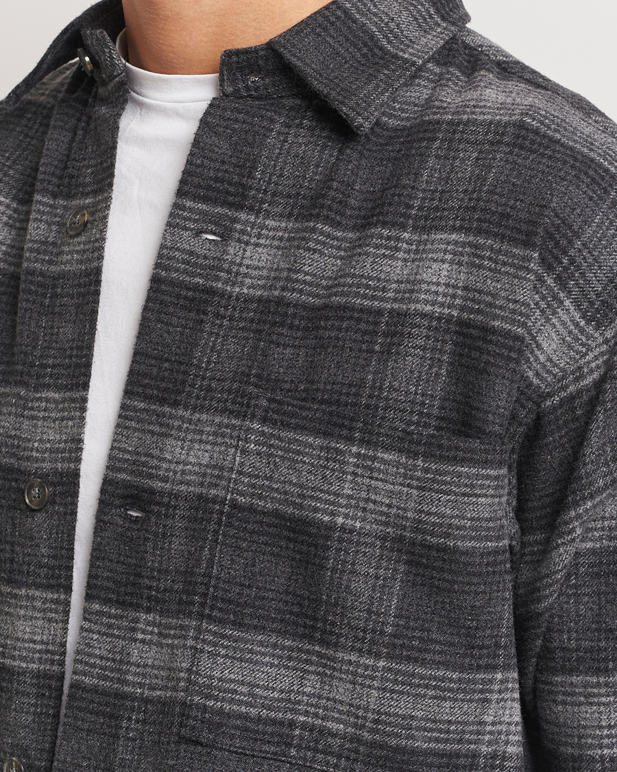 Herr | Skjortor | NN07 | Adwin Checked Flannel Overshirt Black/Grey