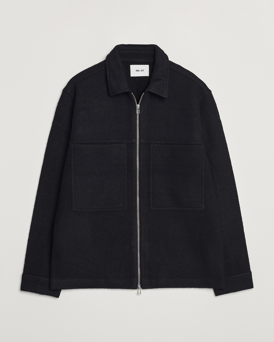 Herr | Tröjor | NN07 | Isak Boiled Wool Full Zip Black