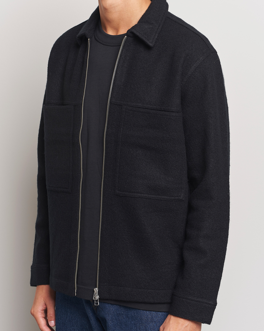 Herr | Tröjor | NN07 | Isak Boiled Wool Full Zip Black