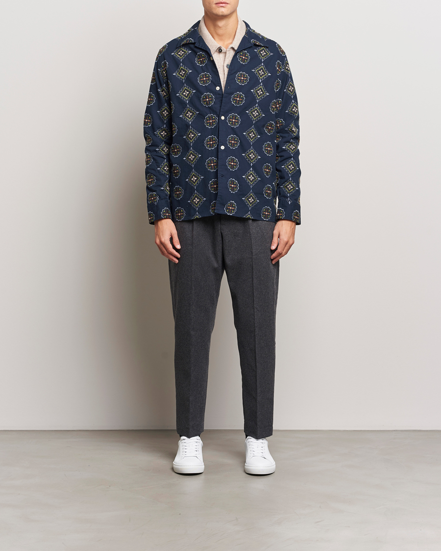 Herr | Skjortor | NN07 | Julio Crochet Shirt Navy Blue