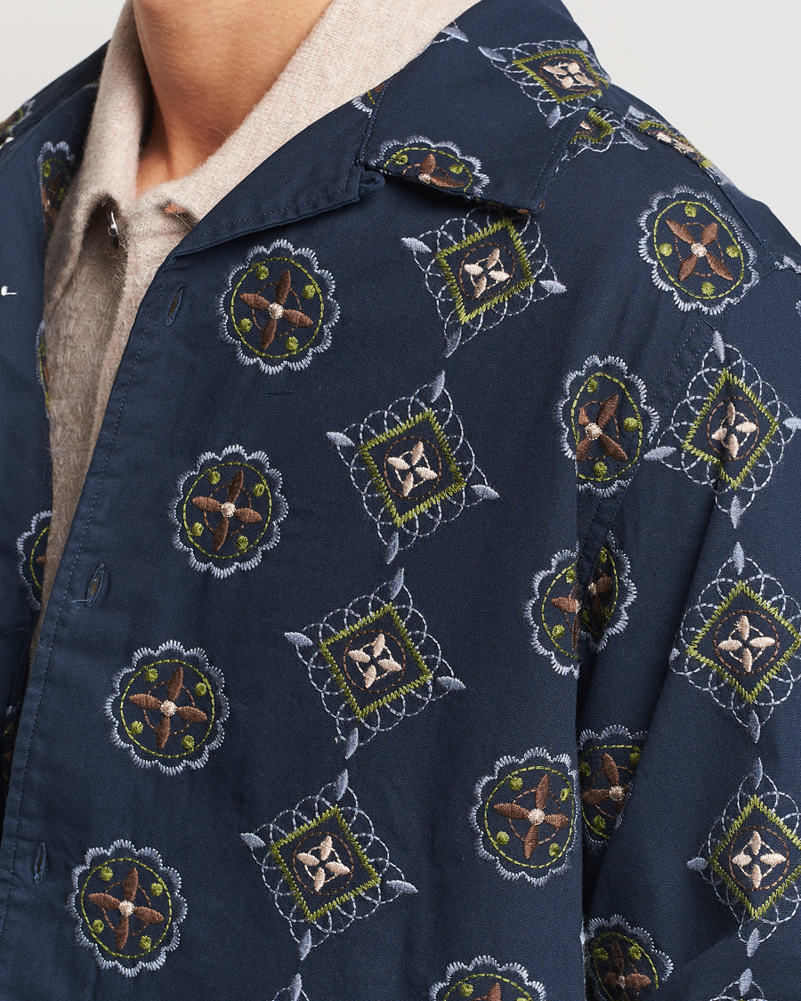 Herr | Skjortor | NN07 | Julio Crochet Shirt Navy Blue