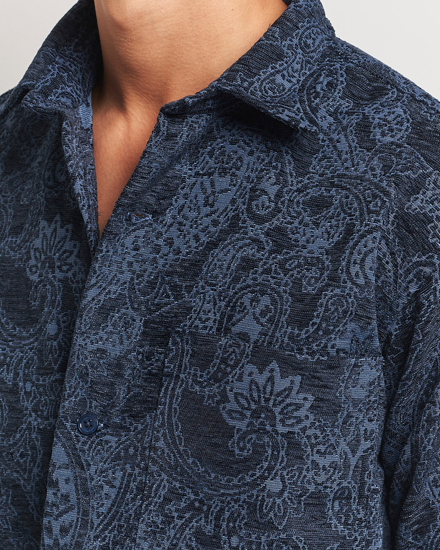 Herr | Skjortor | NN07 | Adwin Flower Overshirt Navy Blue