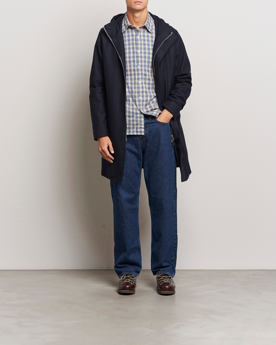 Herr | Jackor | NN07 | Knox Hooded Coat Navy Blue