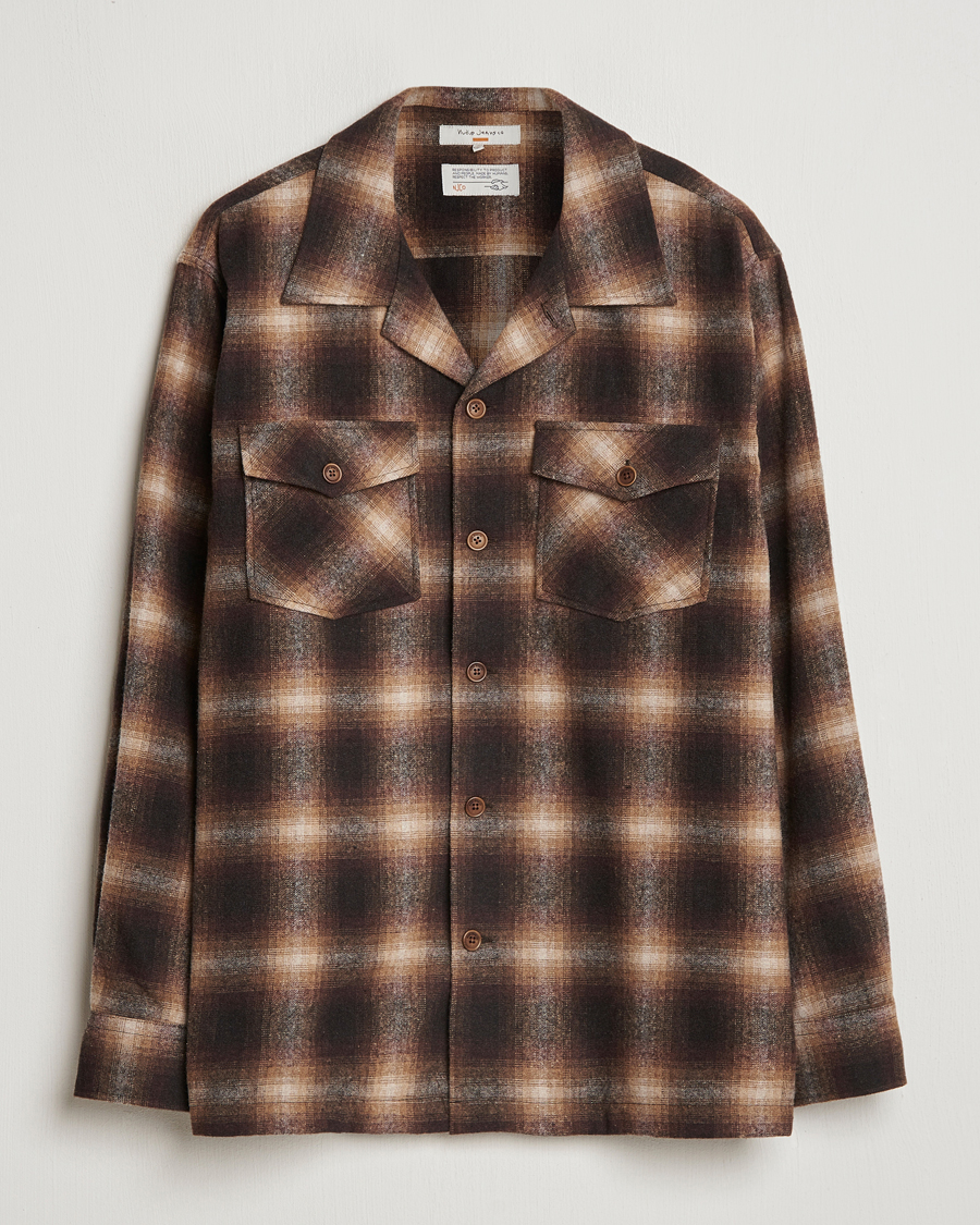 Herr | Skjortor | Nudie Jeans | Vincent Shadow Check Overshirt Brown/Beige