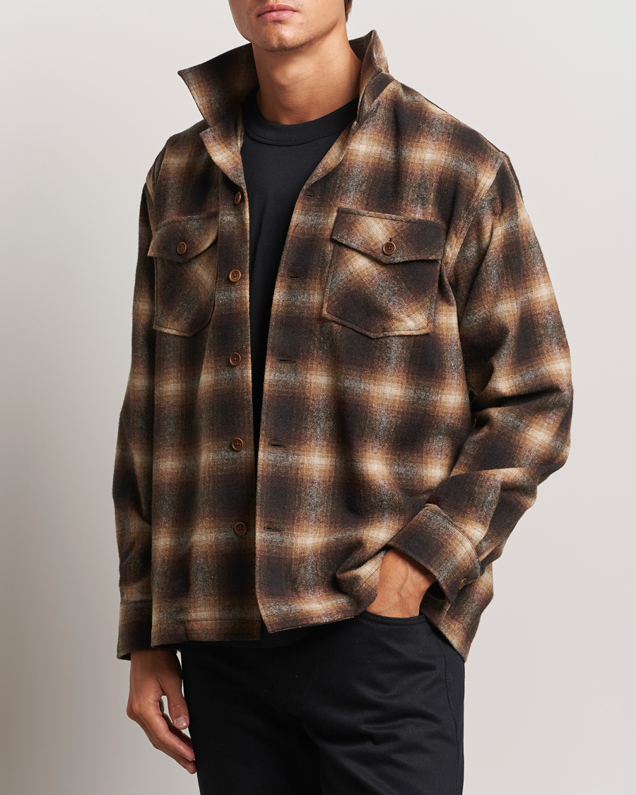 Herr | Skjortor | Nudie Jeans | Vincent Shadow Check Overshirt Brown/Beige