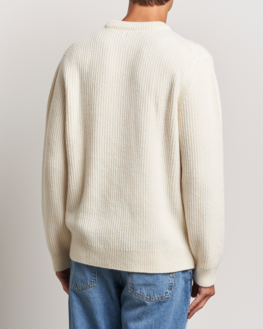 Herr | Tröjor | Nudie Jeans | August Wool Rib Knitted Sweater Off White