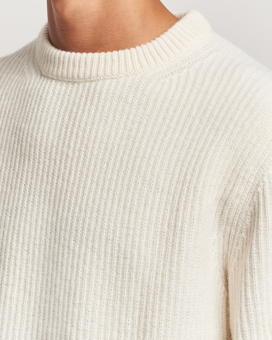 Herr | Tröjor | Nudie Jeans | August Wool Rib Knitted Sweater Off White