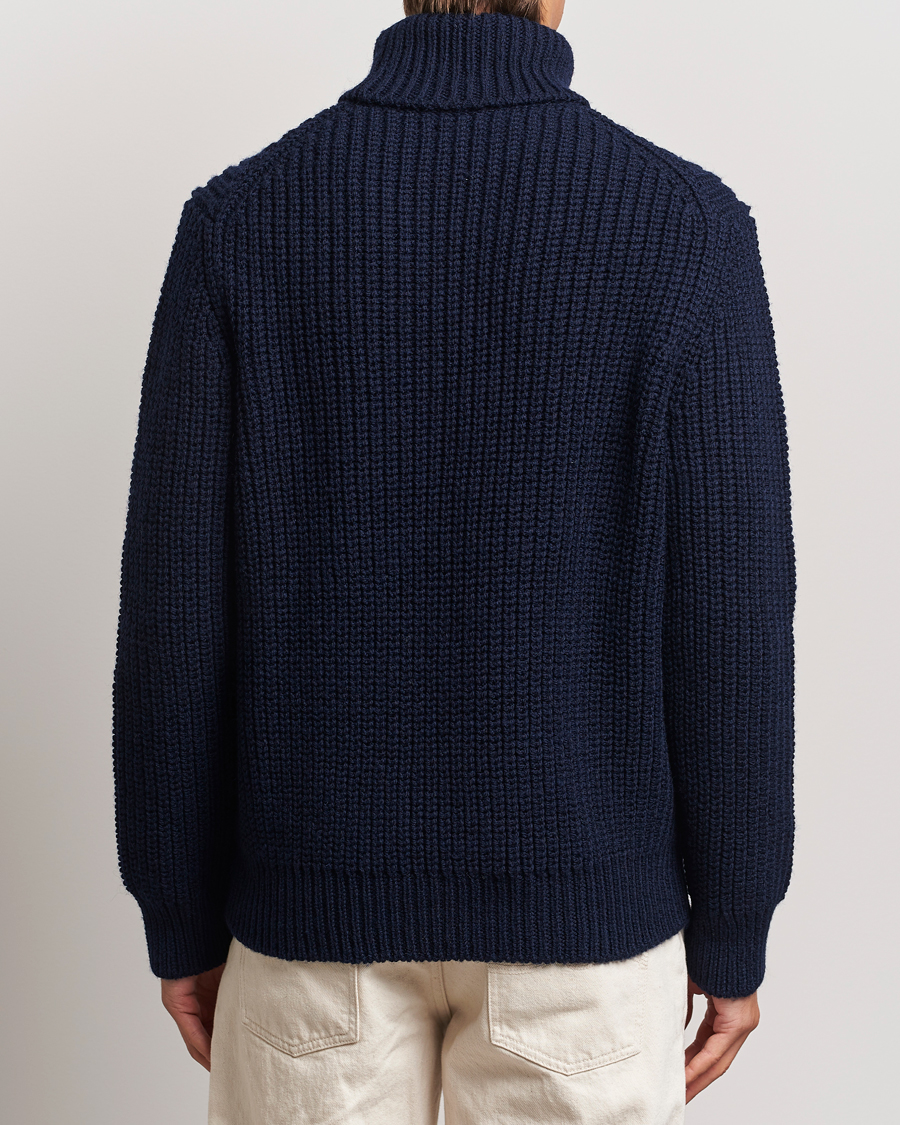 Herr | Tröjor | Nudie Jeans | August Chunky Wool Knitted Rollneck Navy